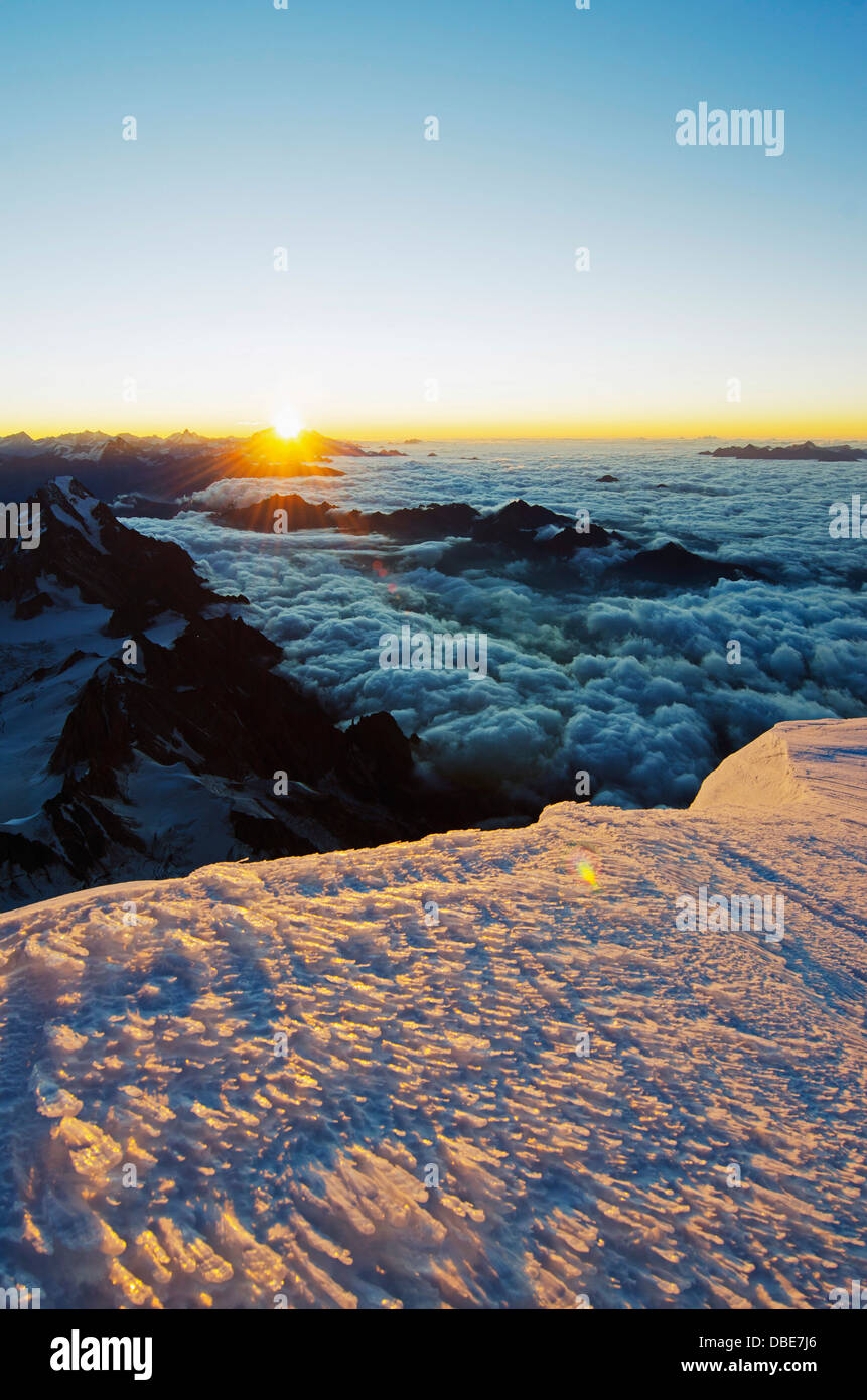 Europe, France, French Alps, HauteSavoie, Chamonix, Mont Blanc sunrise