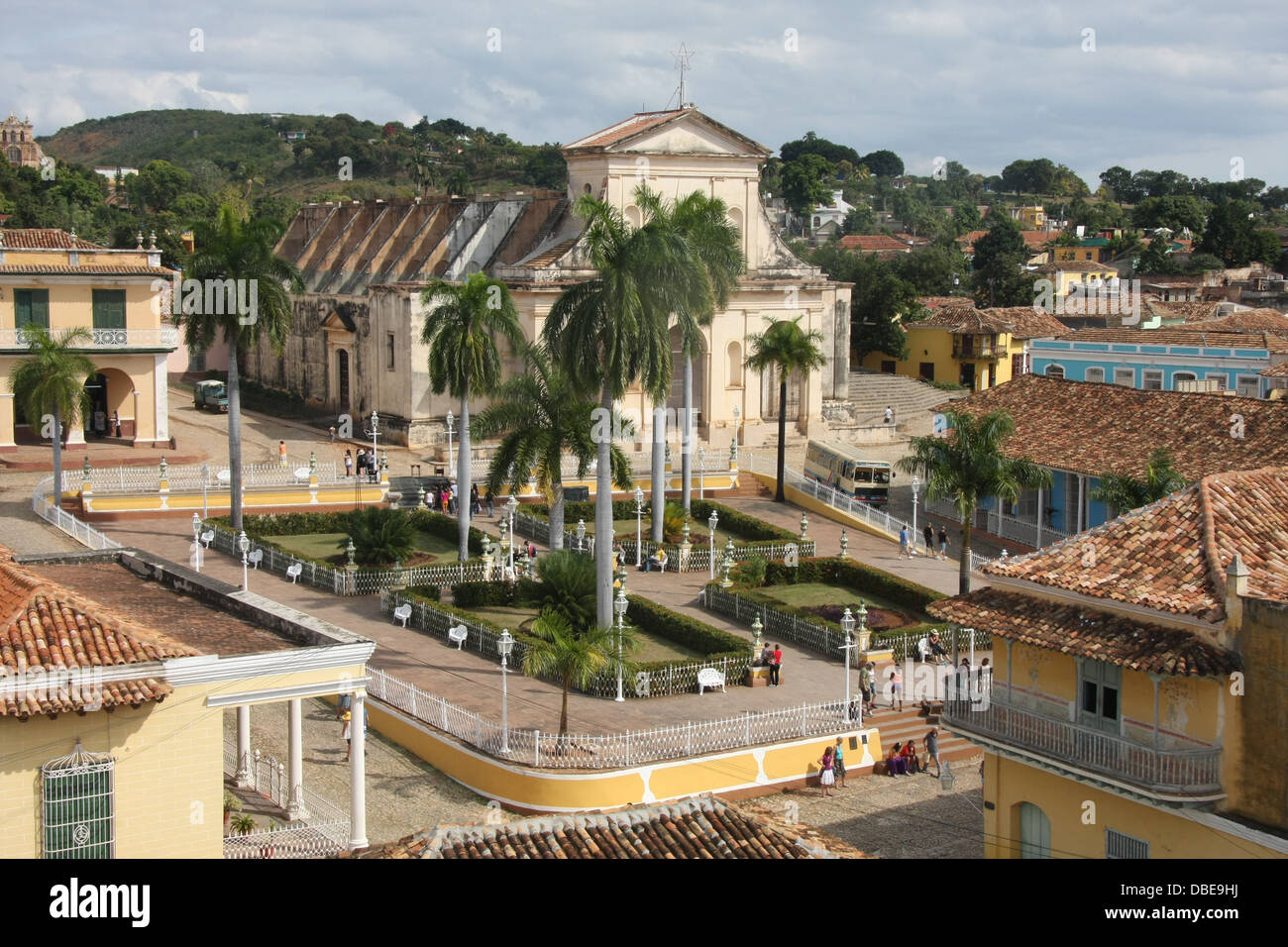 Aerial view of the main square, Trinidad, Cuba Stock Photo