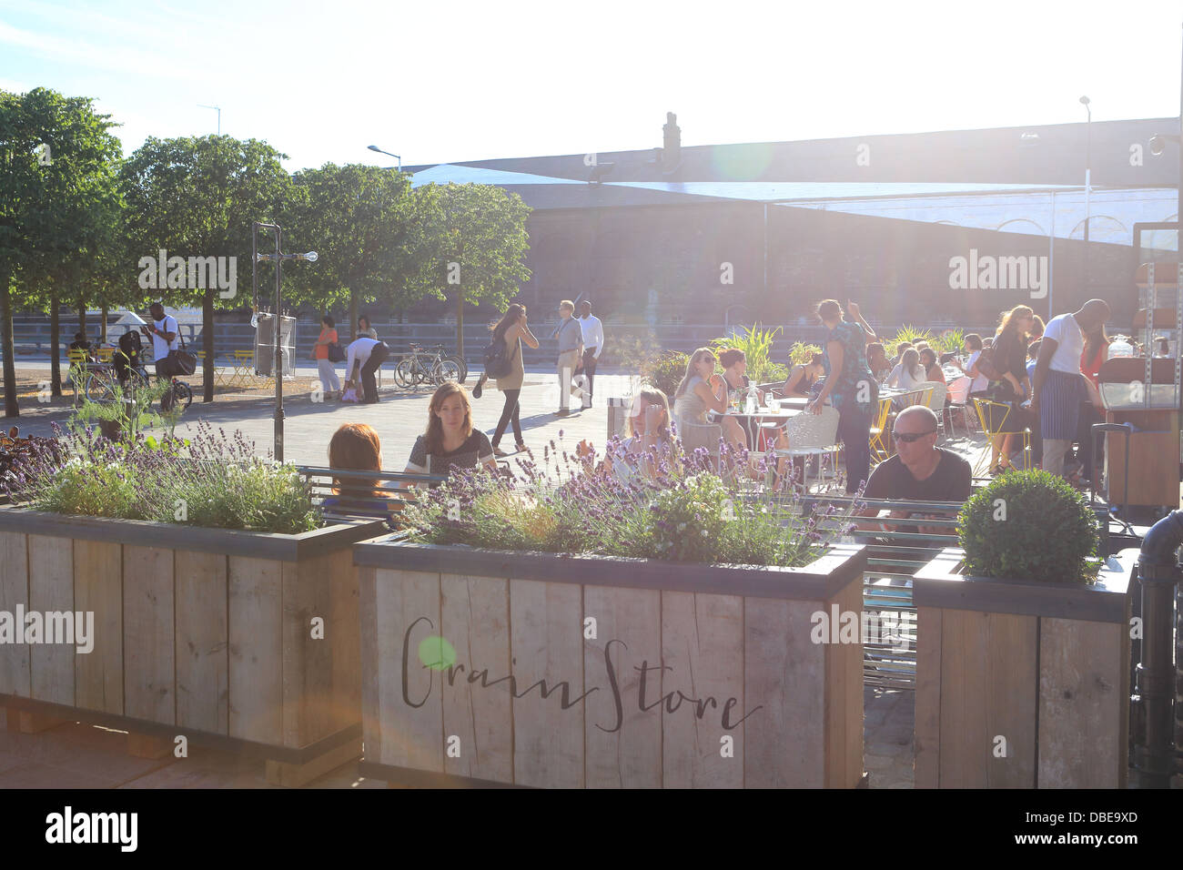 The newly opened trendy Grain Store restaurant on the corner of Granary Square and Stable Street at Kings Cross, London NC1 Stock Photo