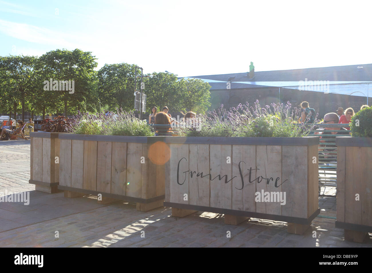 The newly opened trendy Grain Store restaurant on the corner of Granary Square and Stable Street at Kings Cross, London NC1 Stock Photo