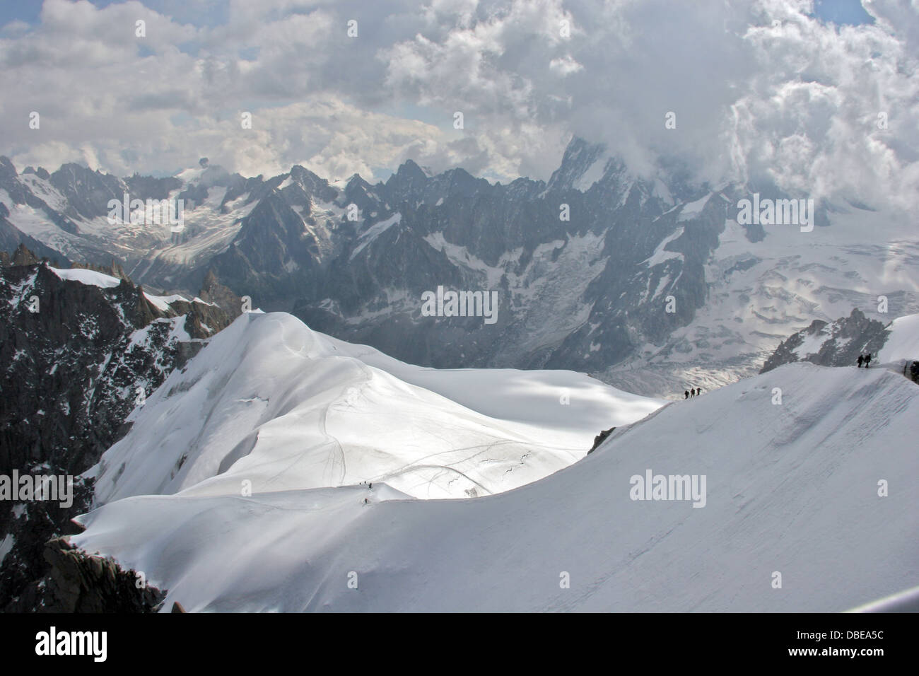 Aiguille du Midi (3,842 m) Mont Blanc massif in the French Alps.North ...