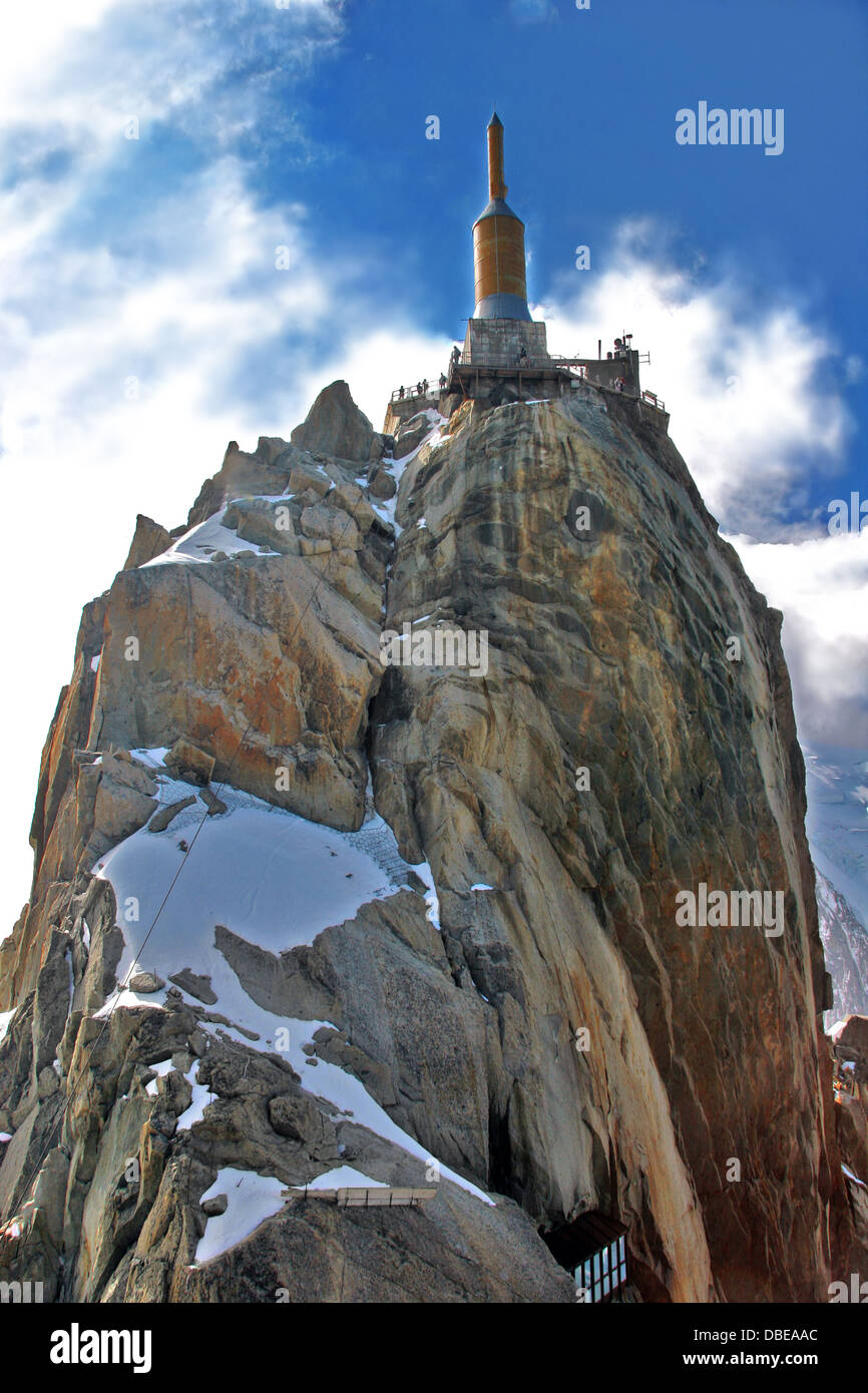 Aiguille du Midi (3,842 m) Mont Blanc massif in the French Alps.North ...