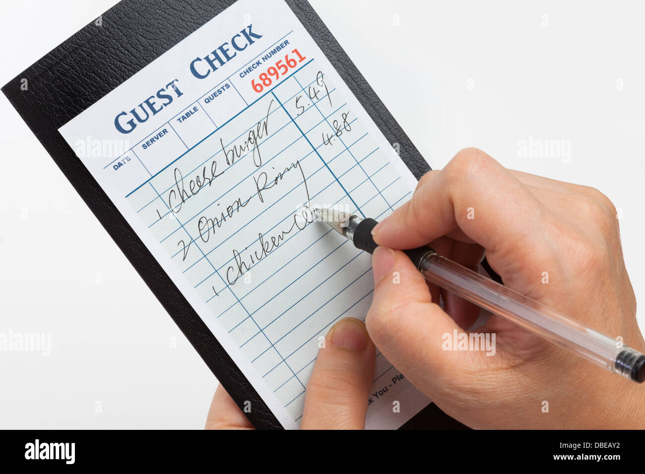Guest Check, concept of restaurant taking orders Stock Photo Alamy