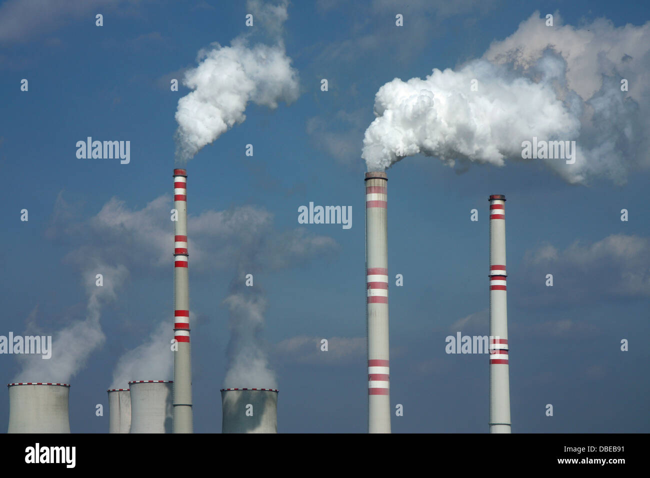 polluted smoke from coal power plant in europe Stock Photo