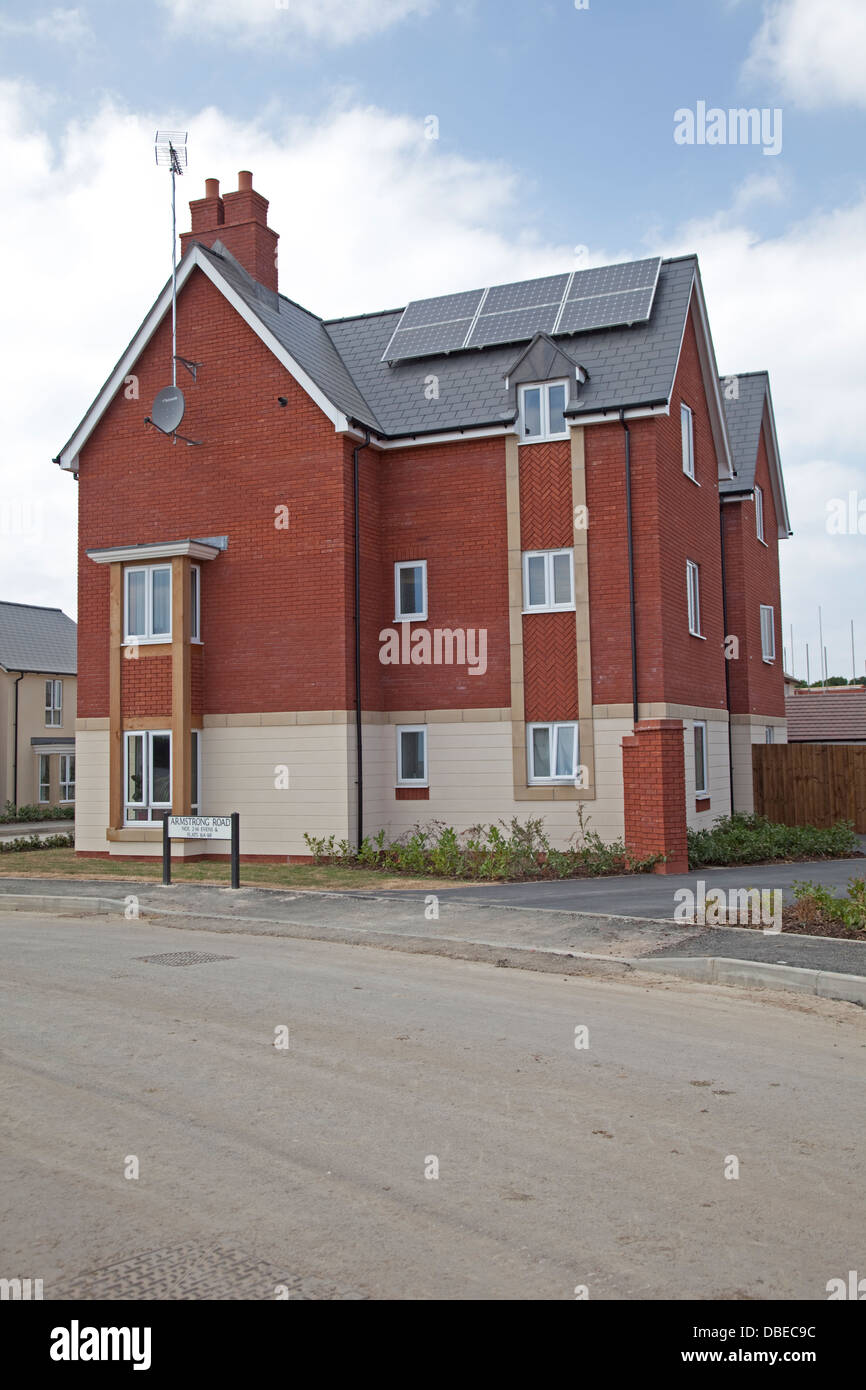 New build houses with solar PV Stoke Orchard Cheltenham UK Stock Photo