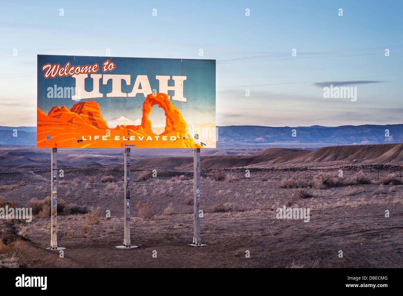 to Utah road sign along the highway Stock Photo Alamy