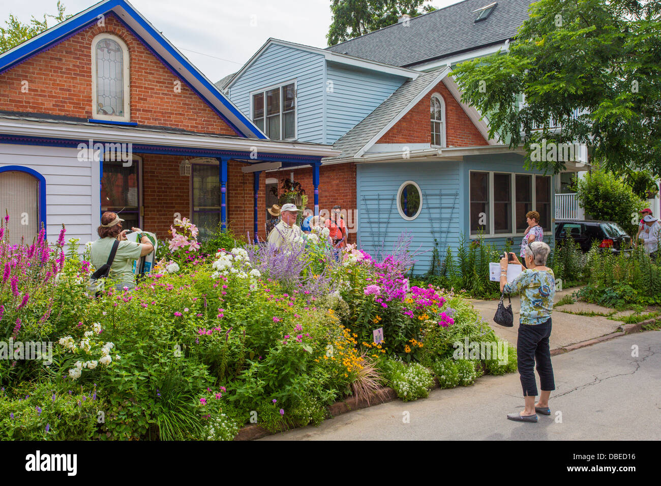 People in Cottage District part of GardenWalk Buffalo NY the largest