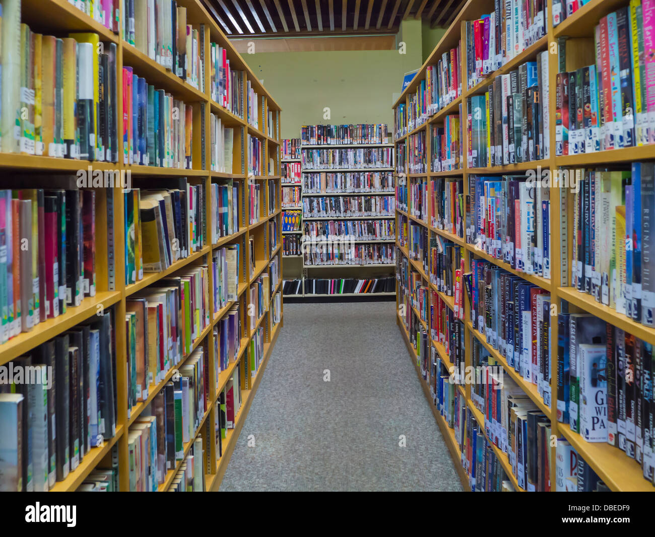 Book shelves in Dunnville Ontario Canada public library Stock Photo