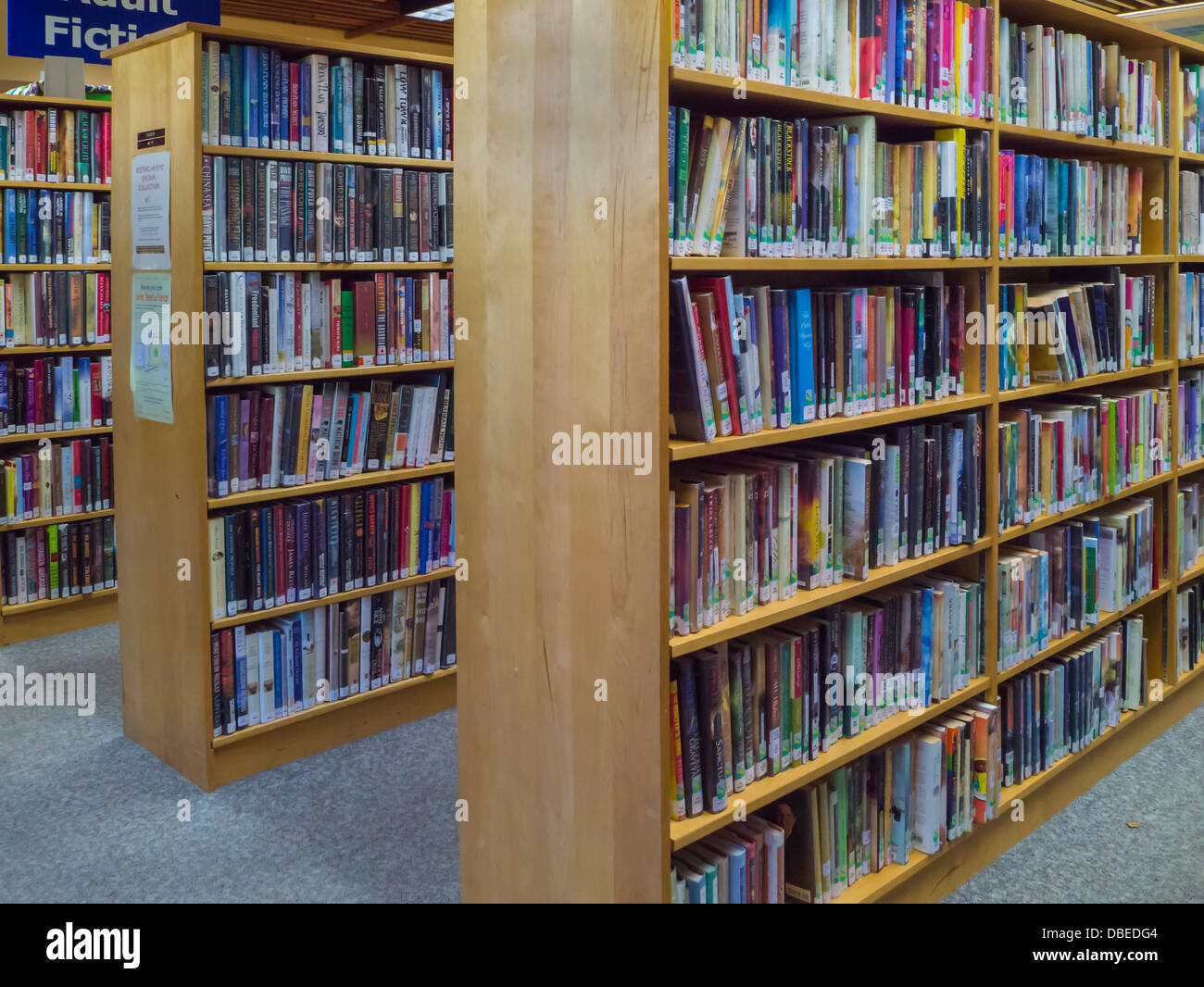 Book shelves in Dunnville Ontario Canada public library Stock Photo