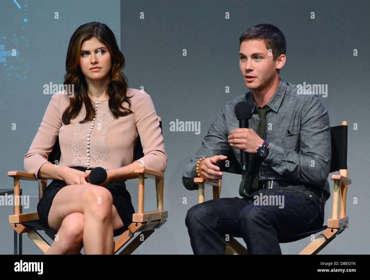 New York Ny 29th July 2013 Alexandra Daddario Logan Lerman Inside For Percy Jackson Sea Of Monsters Panel Discussion The Apple Store Soho New York Ny July 29 2013 Credit Derek Storm Everett
