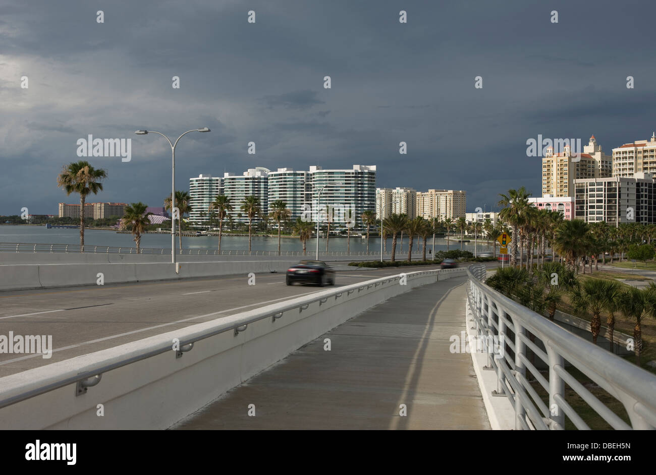 RINGLING BOULEVARD BRIDGE DOWNTOWN SKYLINE SARASOTA FLORIDA USA Stock