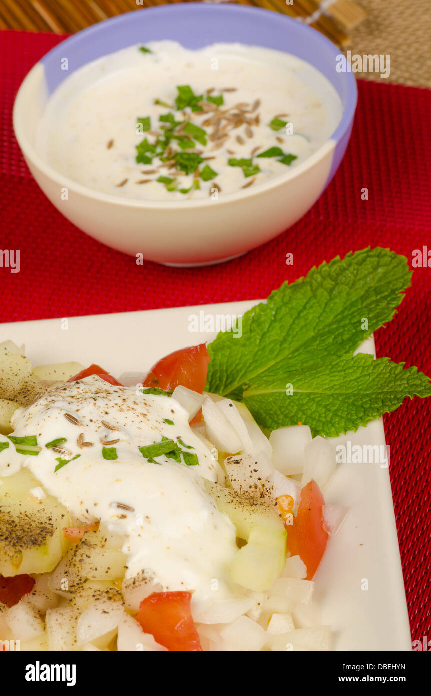Salad with an aromatic dressing, Indian food Stock Photo Alamy
