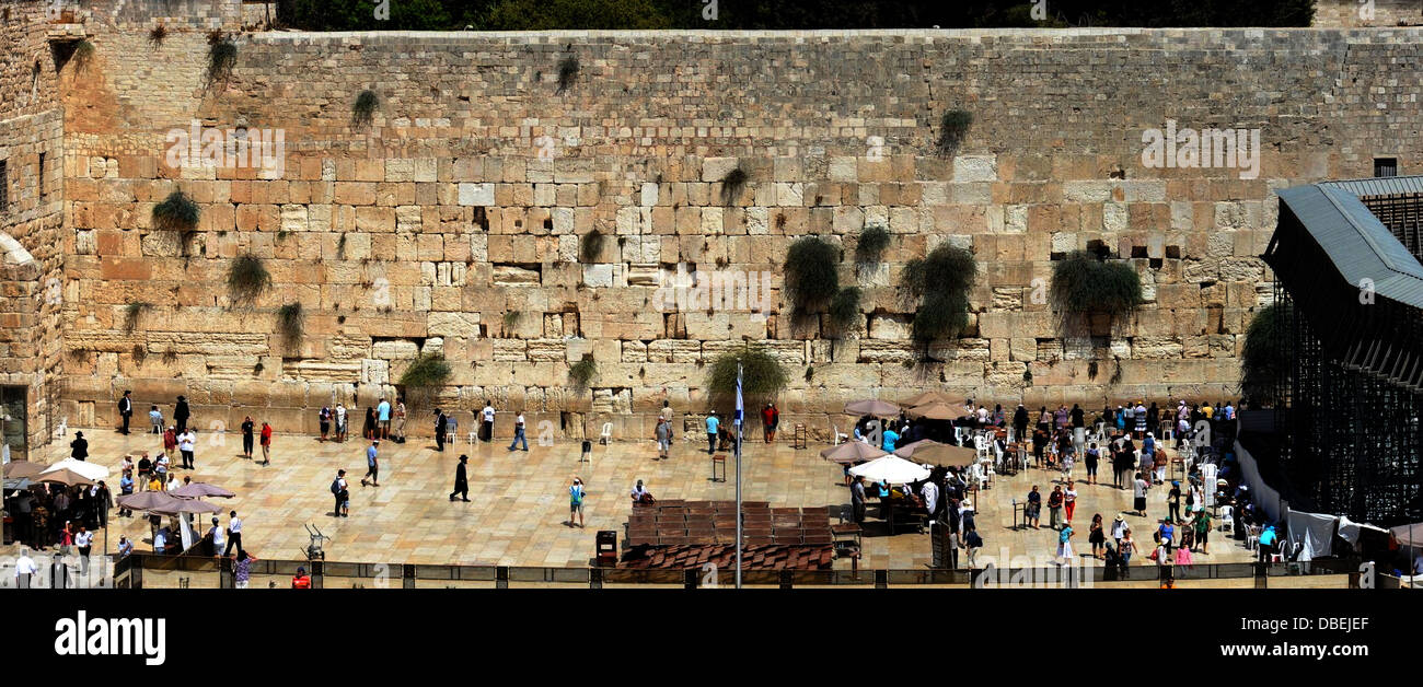 Panorama of the Western Wall, Jerusalem Israel Stock Photo