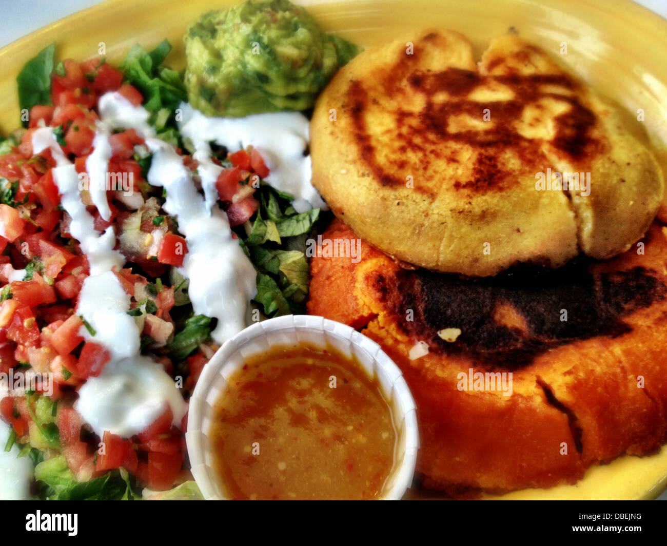 Close up of Mexican food dinner - Smartphone Captured Stock Image