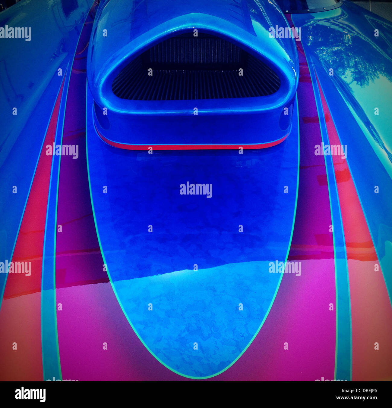 Close up of custom paint job on car hood Stock Photo Alamy