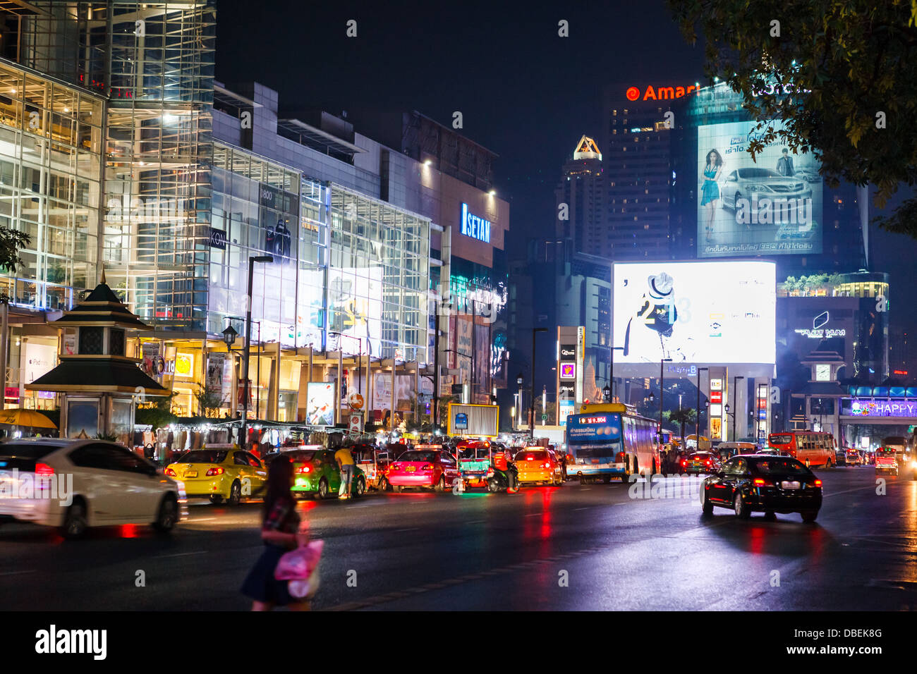 Bangkok city night view with main traffic Stock Photo - Alamy
