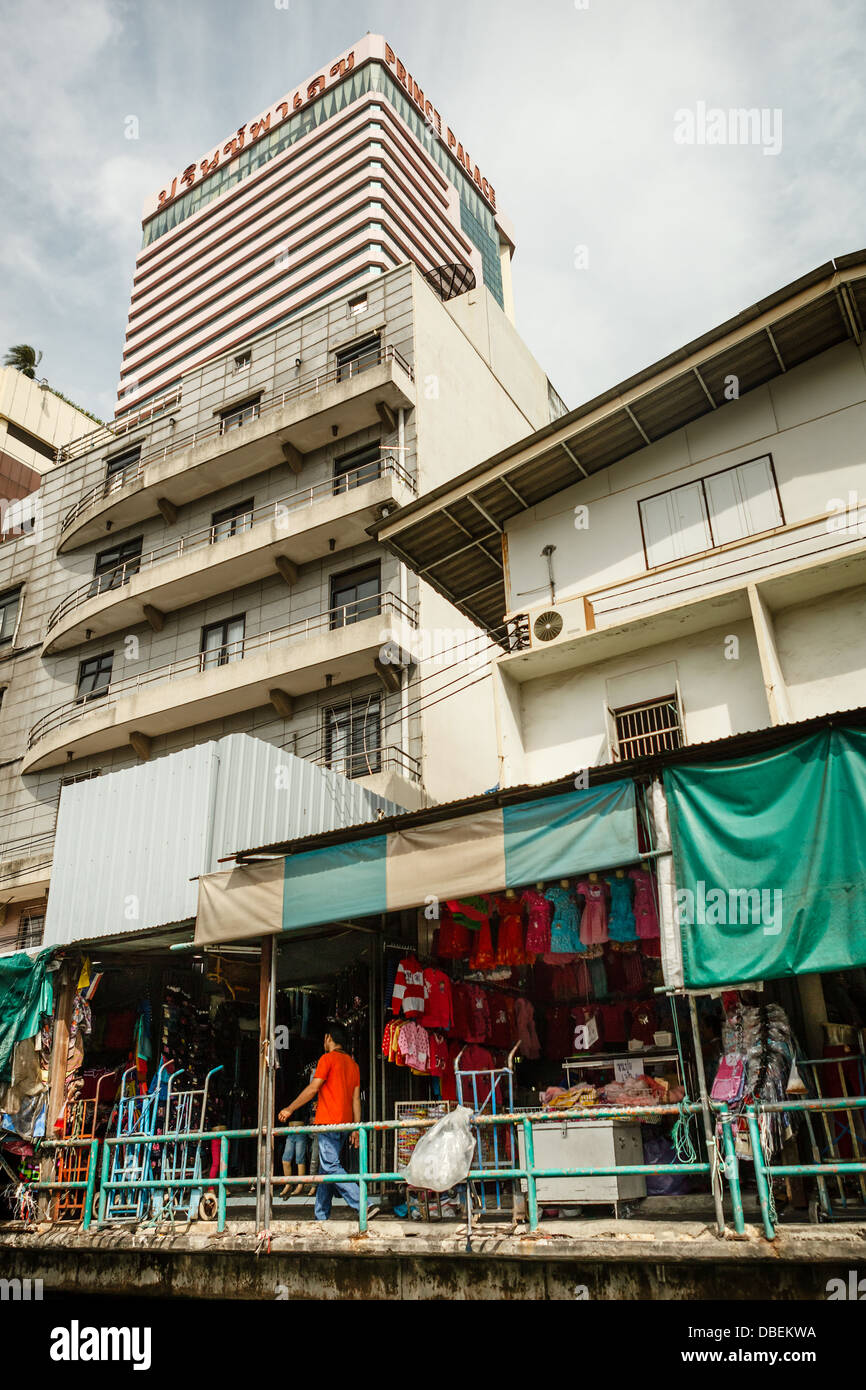 Slum on dirty canal in Bangkok, Thailand Stock Photo