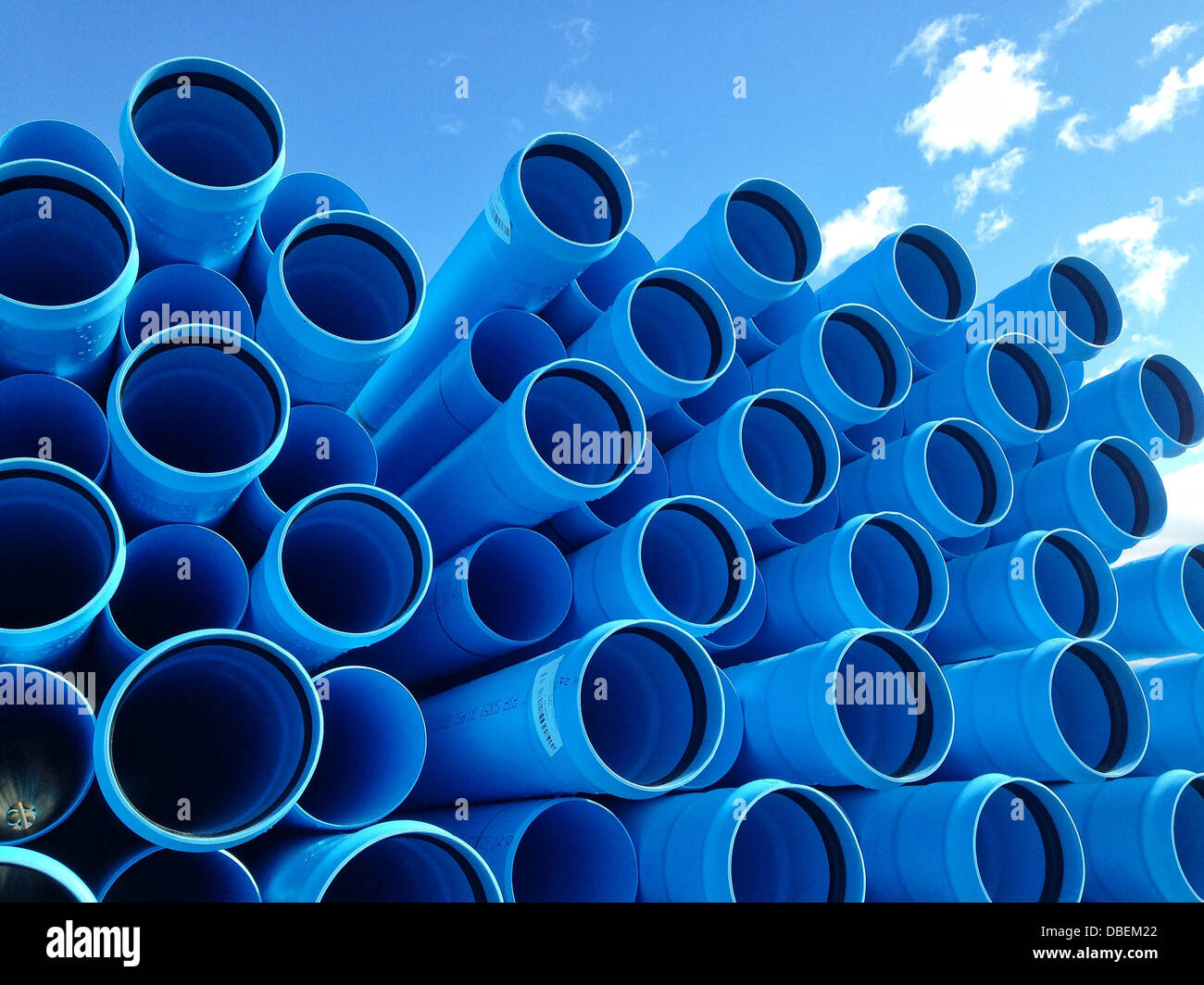 Stack of cylinders outdoors Stock Photo