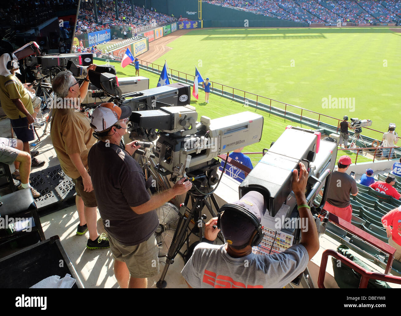 TV camera, JULY 25, 2013 - MLB : Television camera operators work during  the Major League Baseball game