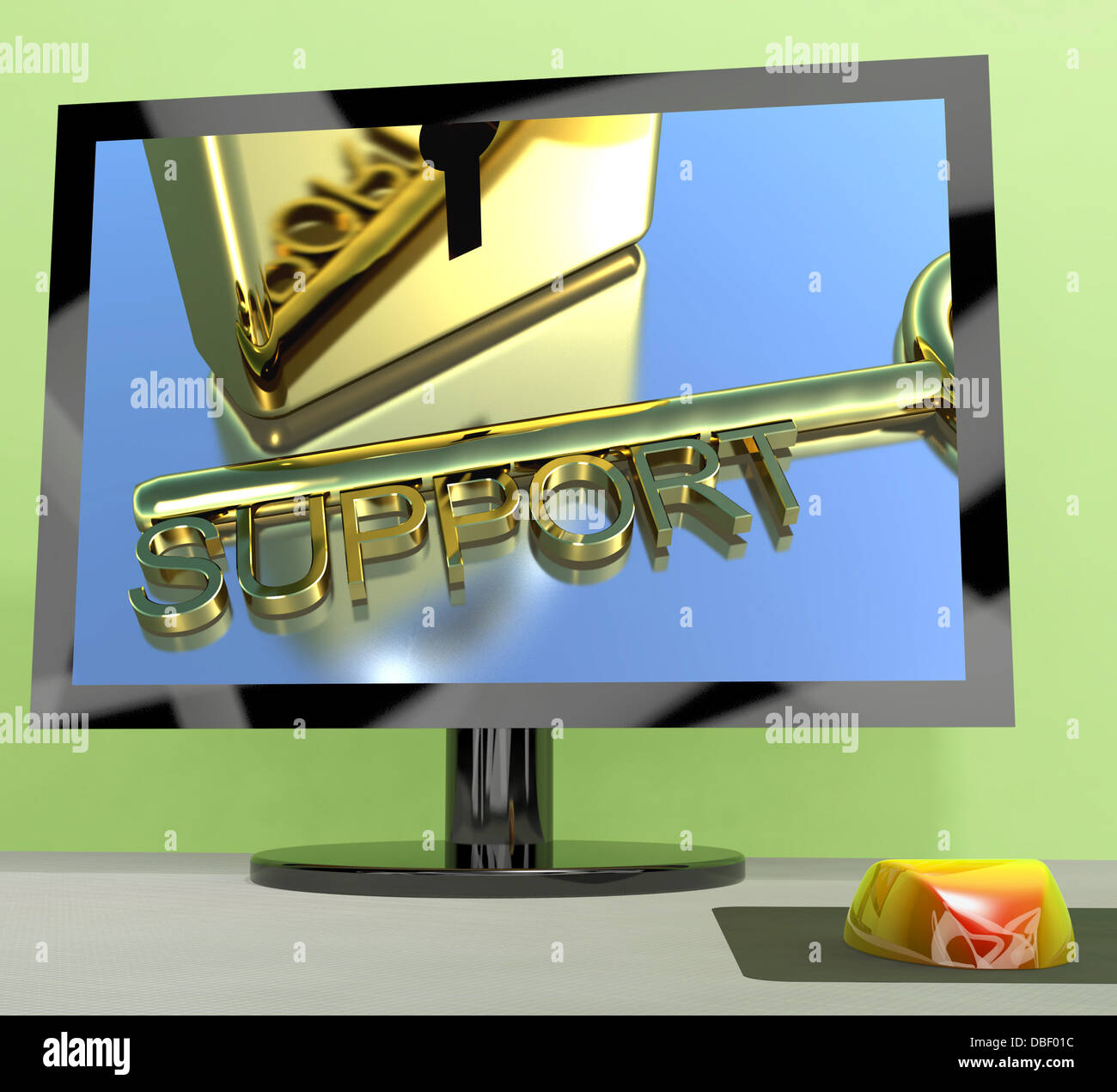 Support Key On Computer Screen Showing Online Help Stock Photo