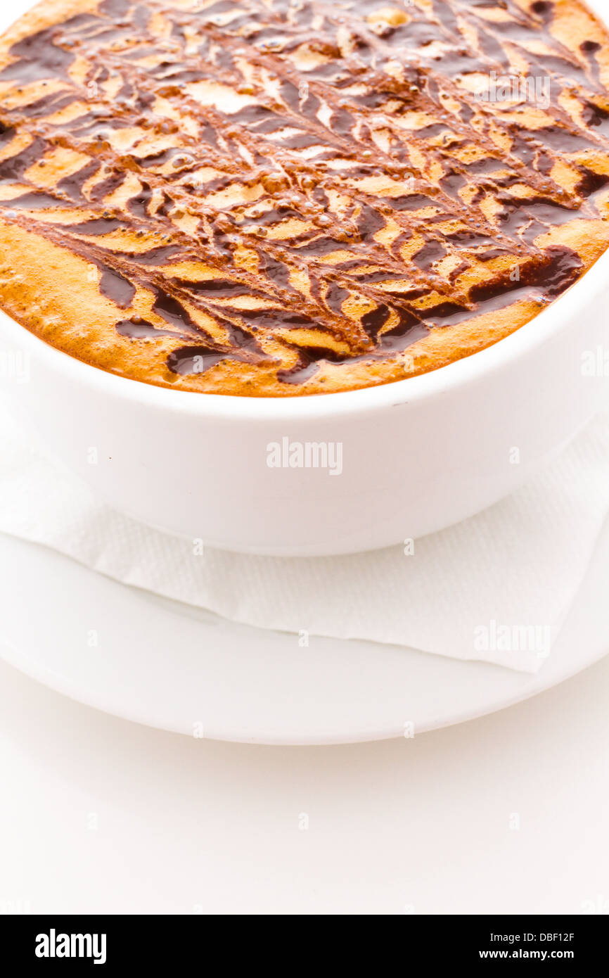Coffee Napoleon in white cup on a white background Stock Photo - Alamy