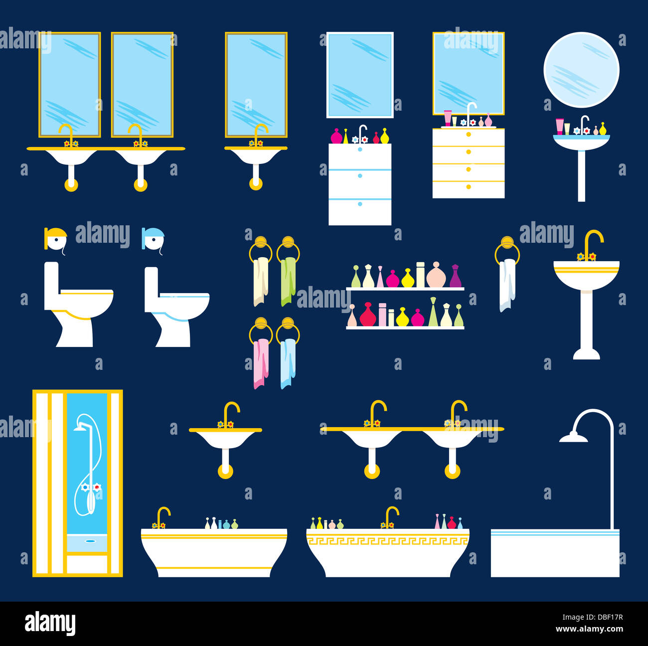 Bathroom equipment set Stock Photo Alamy