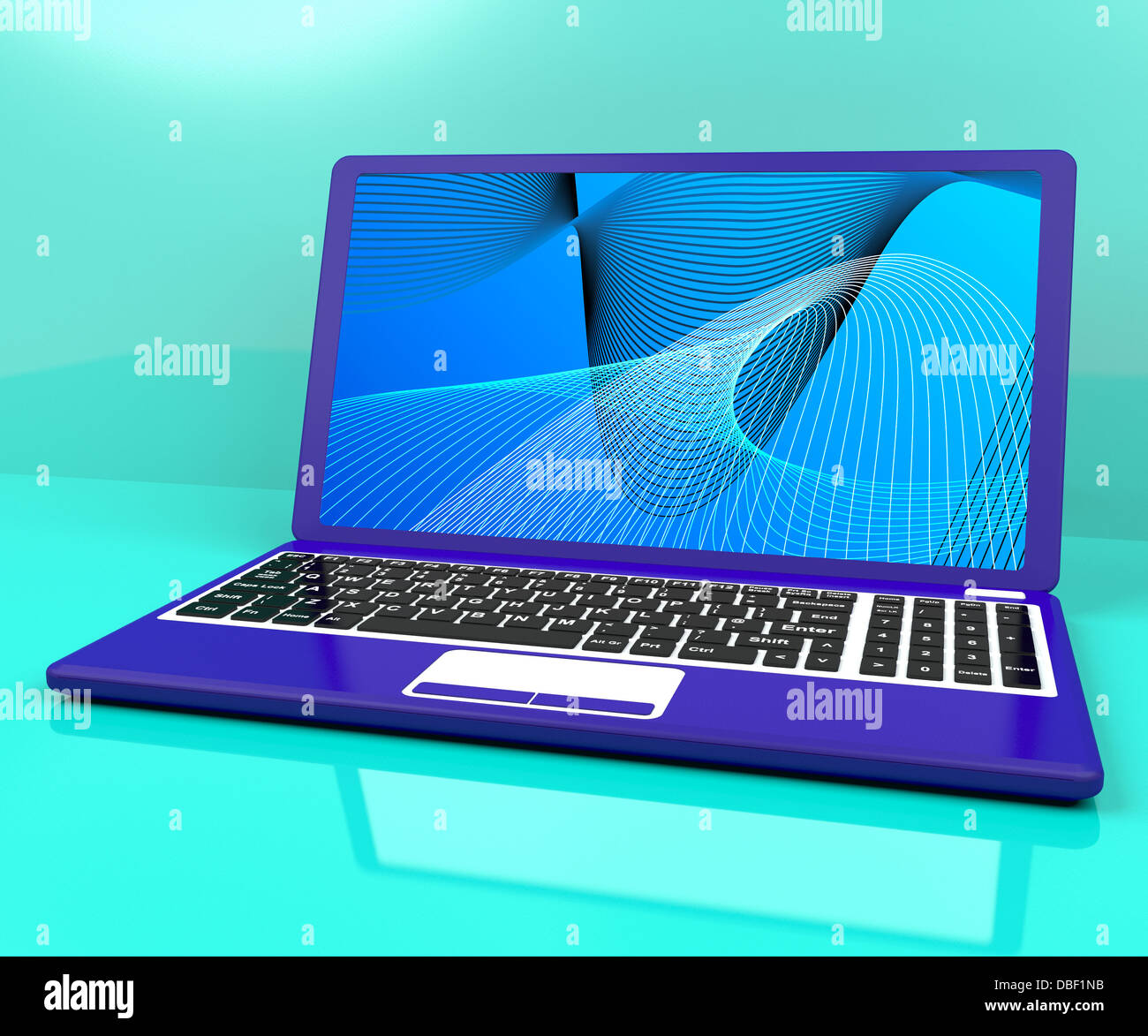 Computer On Desk With Spiral Pattern Stock Photo - Alamy