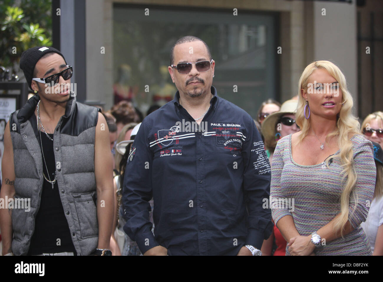 Rapper IceT His Son Ice Jr And Wife Coco Austin Filming For The Stock