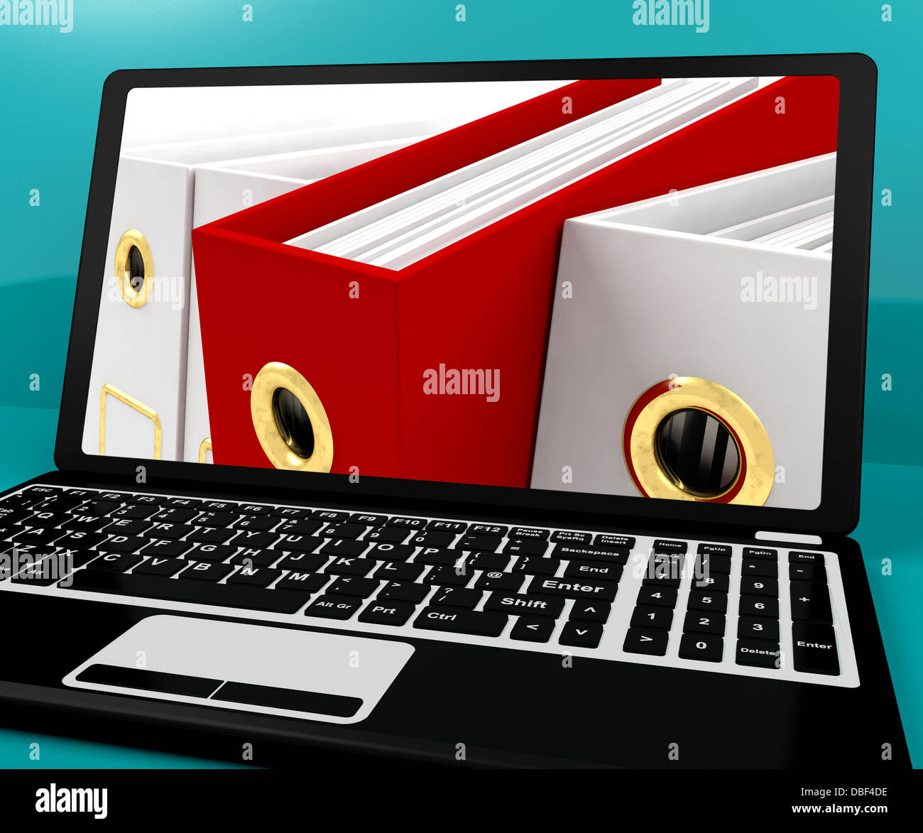 Red File Amongst White For Getting Organized On Computer Stock Photo ...