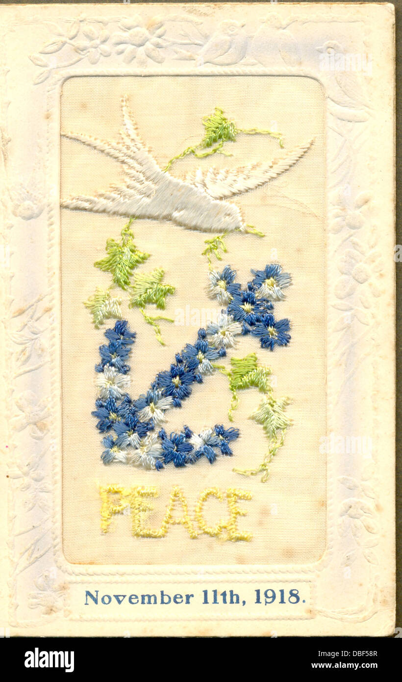 World War One embroidered silk souvenir postcard Stock Photo Alamy