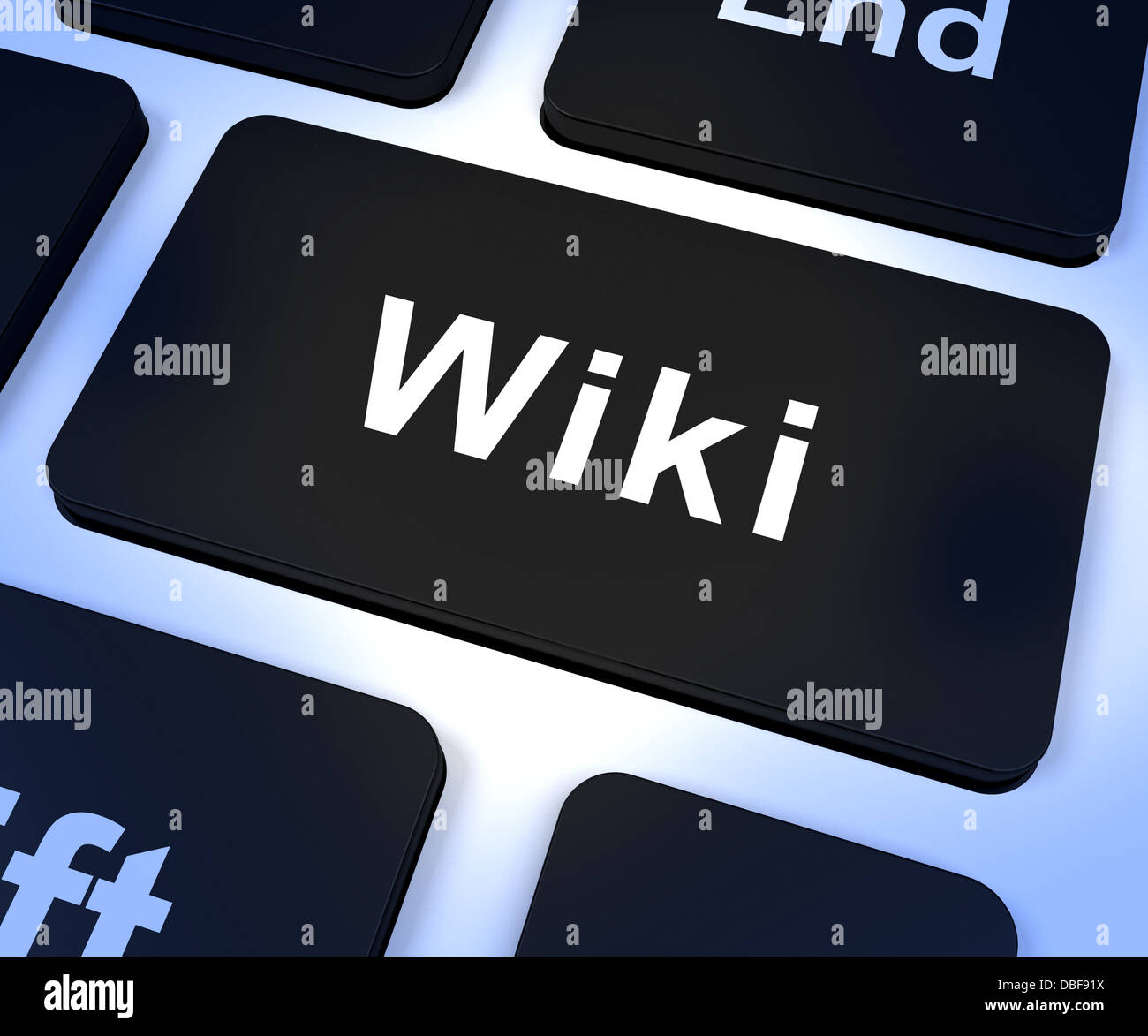 Wiki Computer Key For Online Information And Encyclopedia Stock Photo
