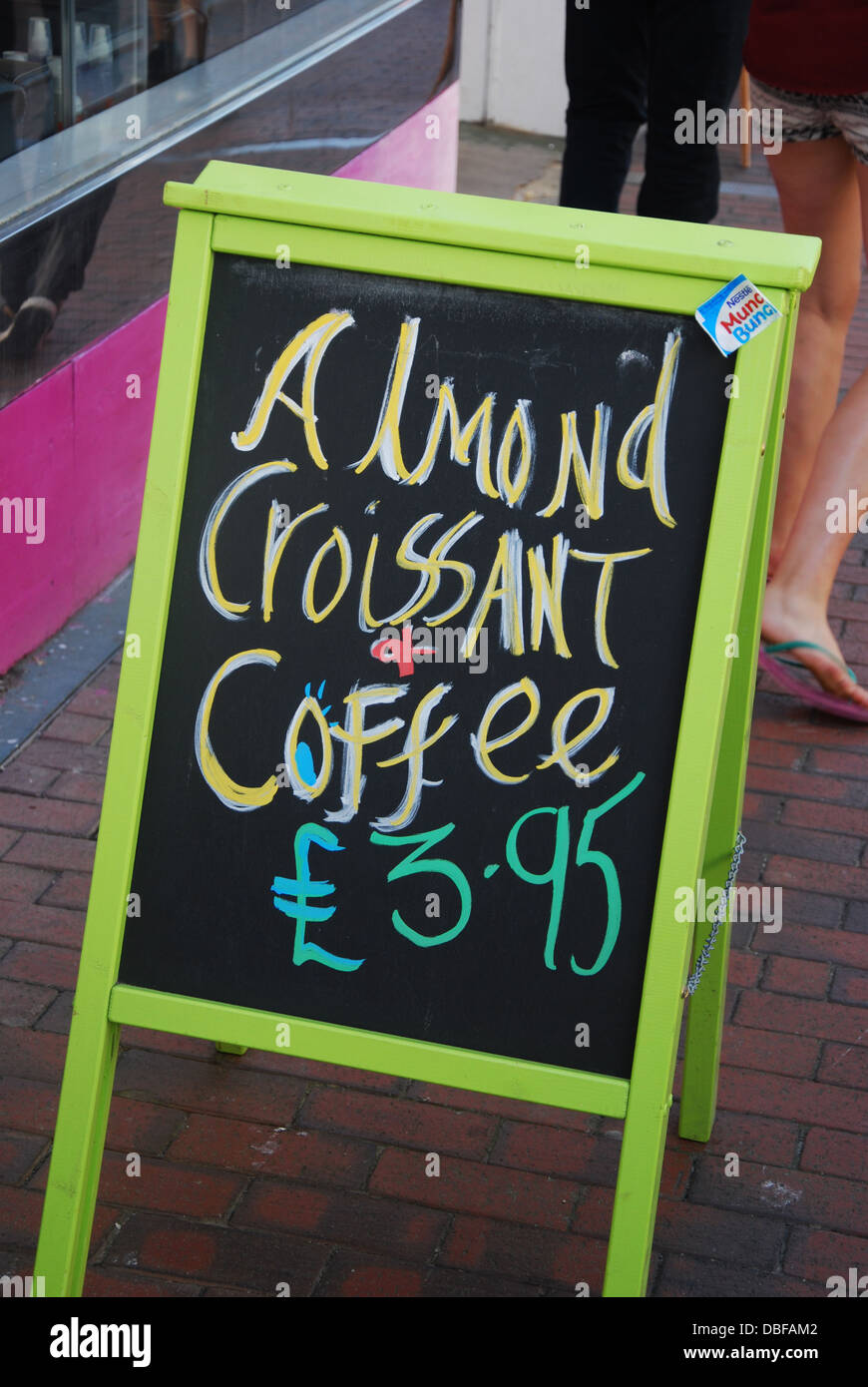 menu sign outside Eastbourne coffee shop, United Kingdom Stock Photo