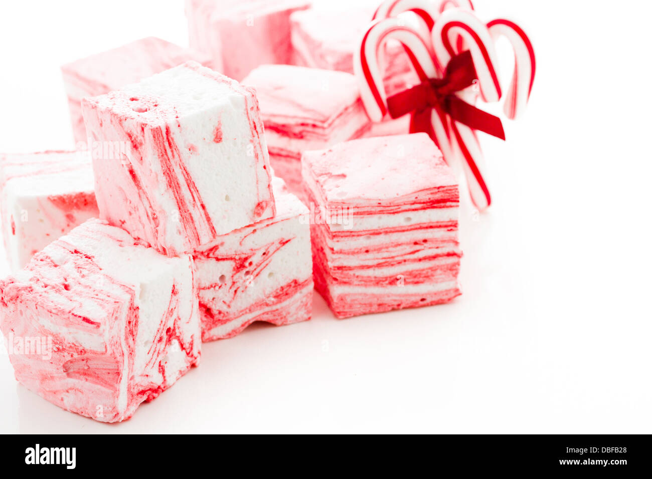 Gourmet candycane marshmallows on a white background Stock Photo Alamy