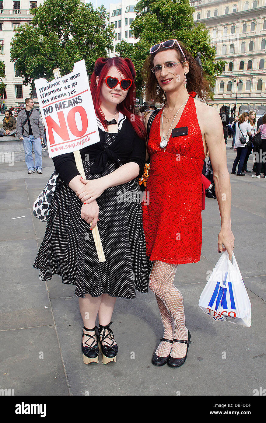 London SlutWalk takes place in Trafalgar Square London, England - 11.06.11 Stock Photo