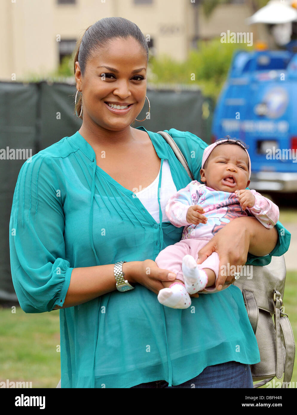 Laila Ali with her daughter Sydney 22nd Annual Time for Heroes Celebrity Picnic Sponsored By Disney to Benefit the Elizabeth Glaser Pediatric AIDS Foundation held at the Wadsworth Theater on the Veteran Administration Lawn Los Angeles, California - 12.06.11 Stock Photo