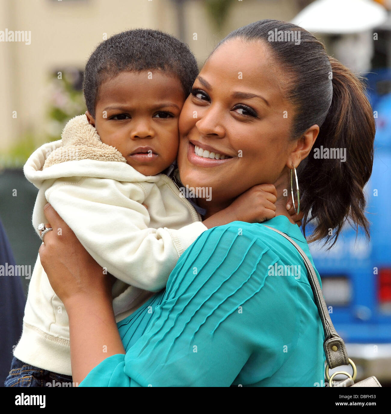 Laila Ali with her son Curtis 22nd Annual Time for Heroes Celebrity Picnic Sponsored By Disney to Benefit the Elizabeth Glaser Pediatric AIDS Foundation held at the Wadsworth Theater on the Veteran Administration Lawn Los Angeles, California - 12.06.11 Stock Photo