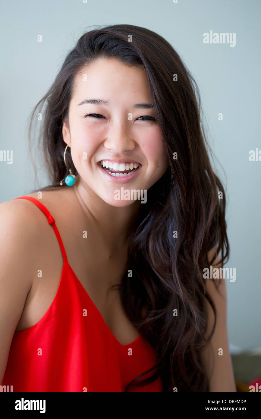 Japanese woman smiling Stock Photo