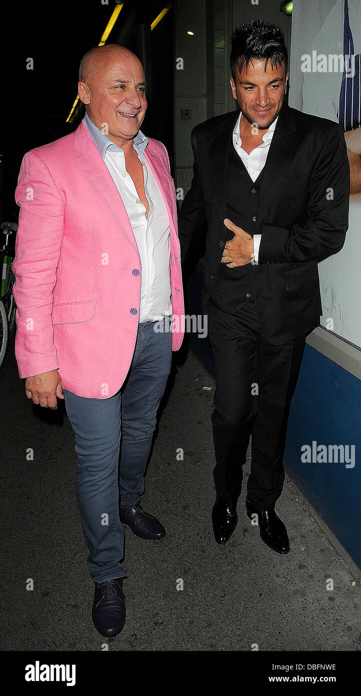 Peter Andre and Aldo Zilli outside Amy Childs 21st birthday party at a
