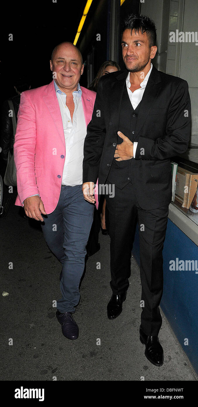 Peter Andre and Aldo Zilli outside Amy Childs 21st birthday party at a