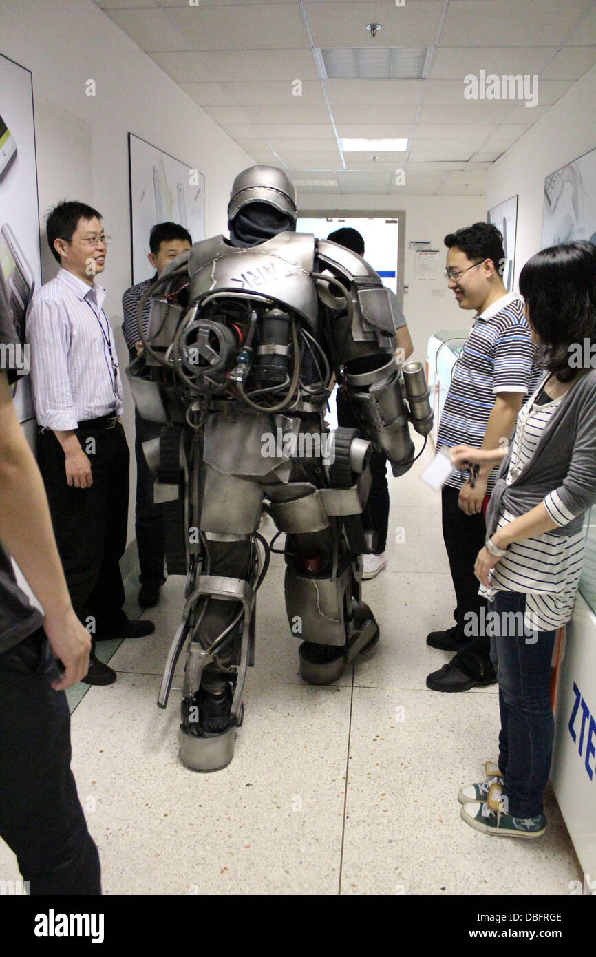 25-year-old IT worker Wang Xiaokang poses in his homemade Mark I Iron ...
