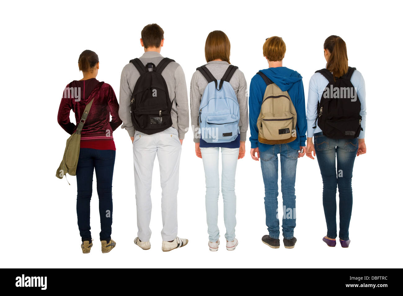 teenage students with backpack Stock Photo