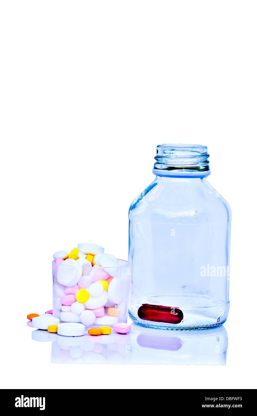 pill in plastic glass Stock Photo