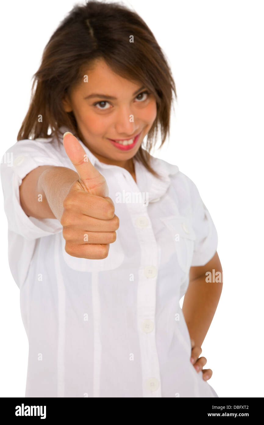 teenage girl with thumb up Stock Photo - Alamy
