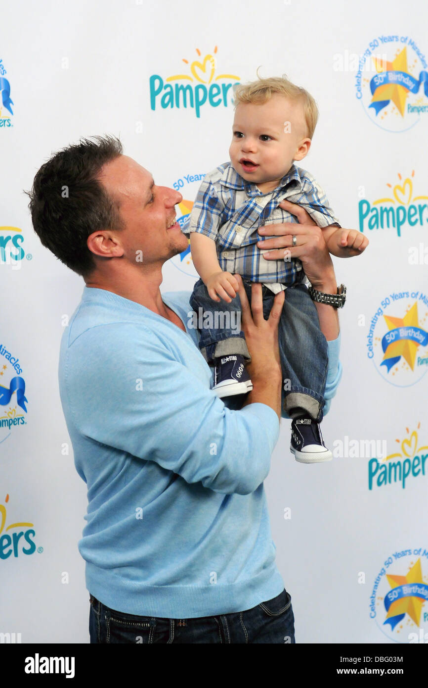 Drew Lachey and son Hudson The Pampers 50th Birthday Celebration New