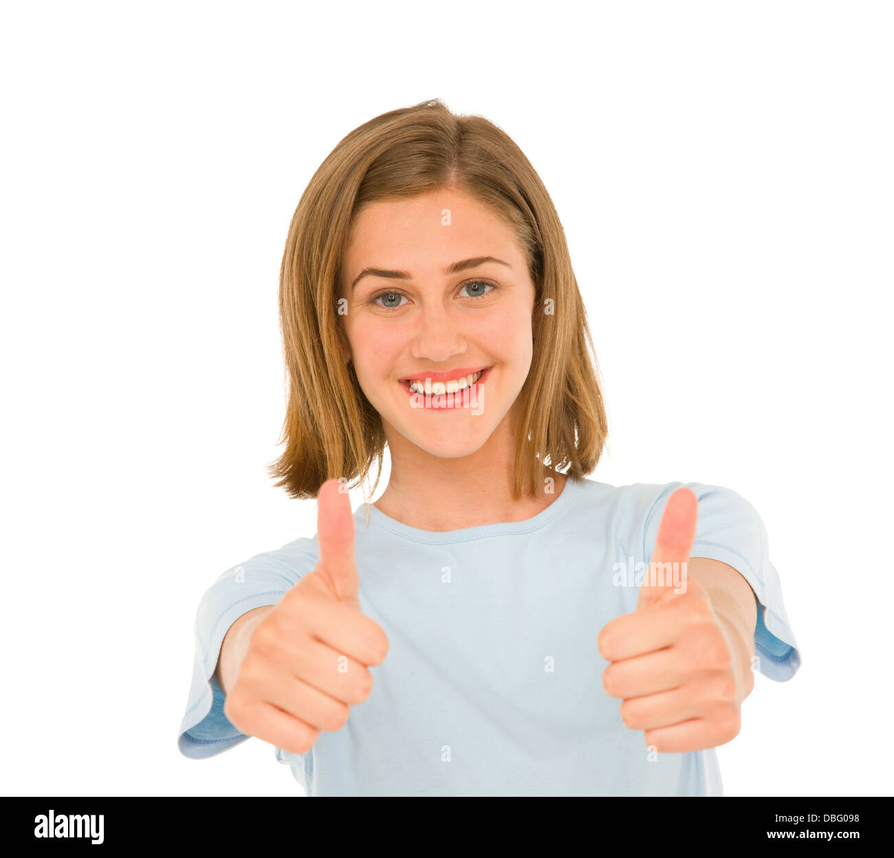 teenage girl with thumbs up Stock Photo - Alamy