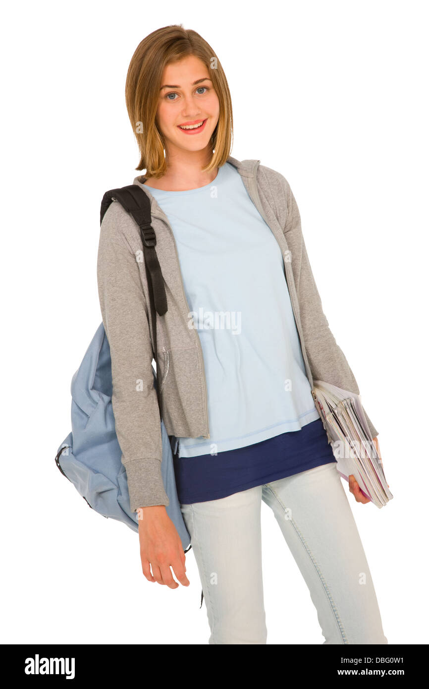 teenage girl with backpack Stock Photo - Alamy