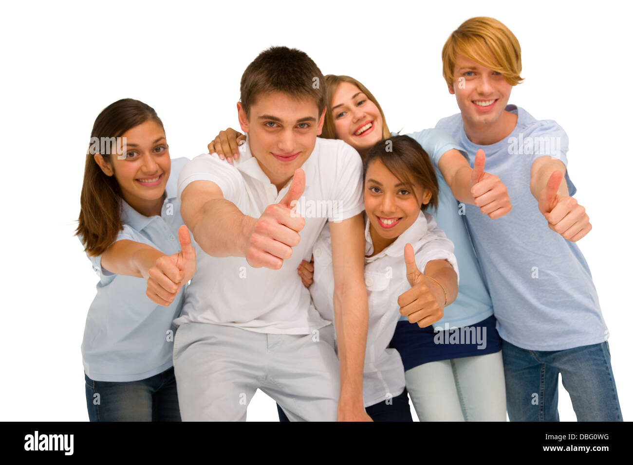 teenagers with thumbs up Stock Photo