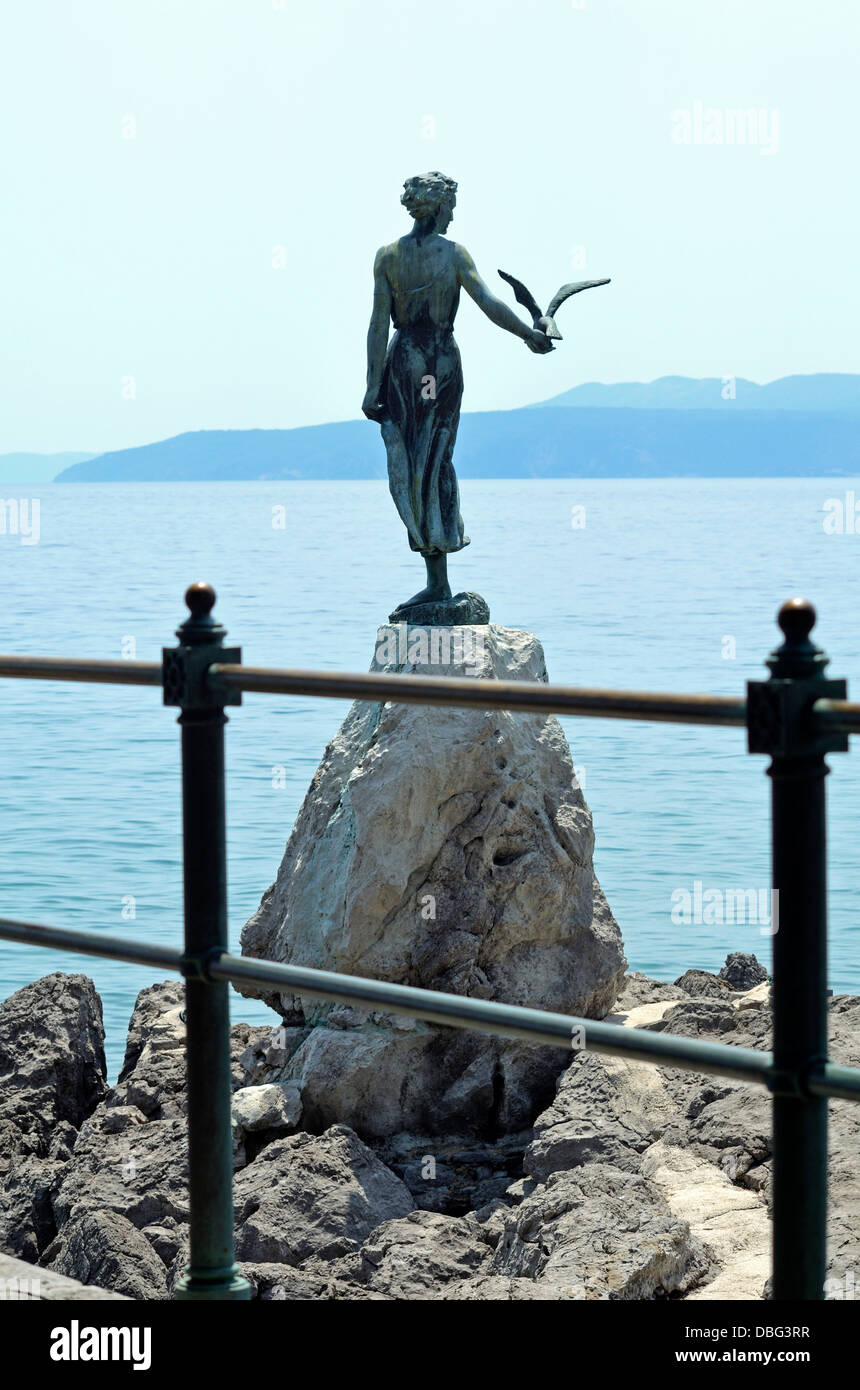 Croatia Opatija Istria The Lady Maiden with a Seagull statue symbol of Opatija Stock Photo