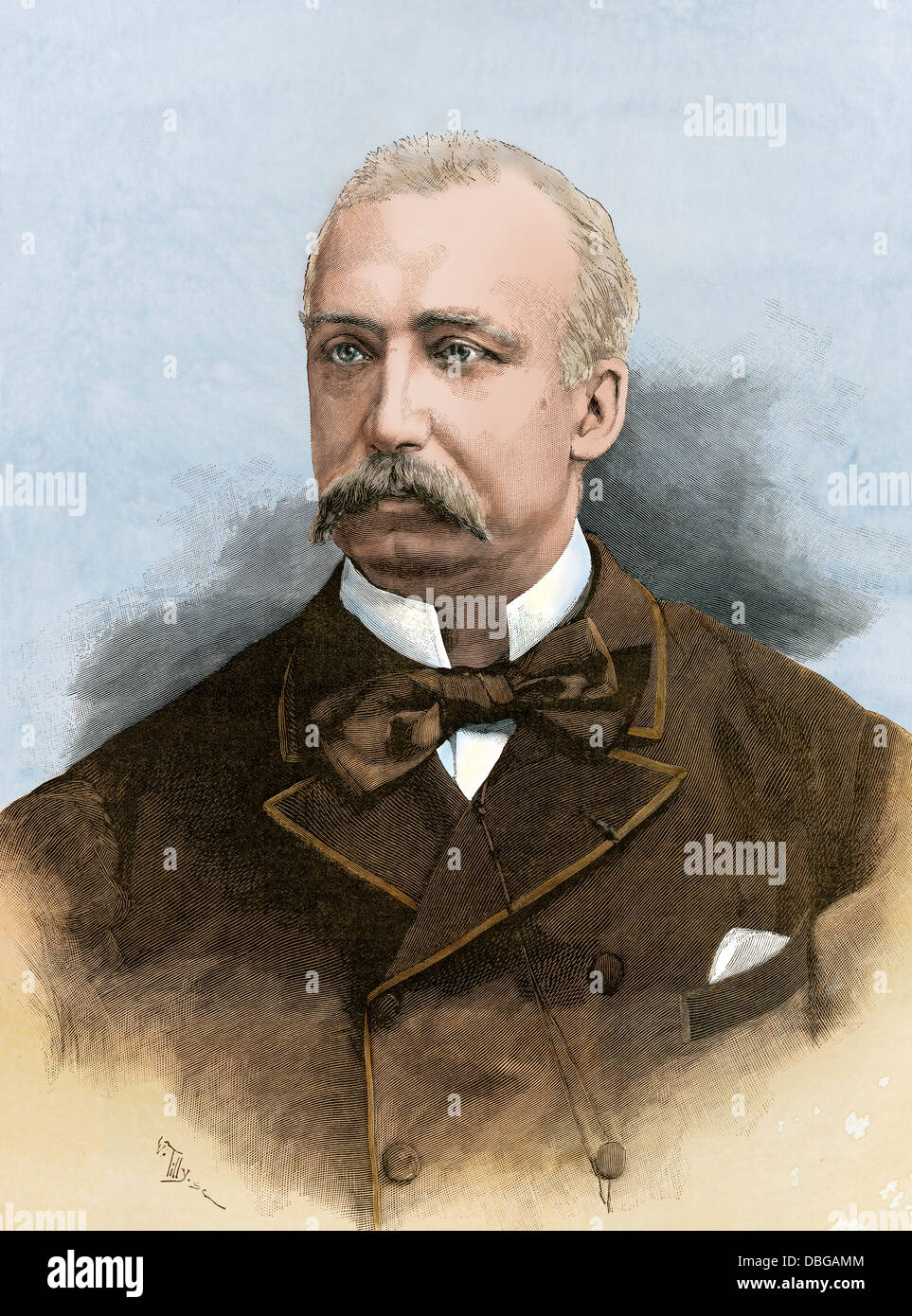 Felix Faure, President of the French Republic, 1894. Hand-colored woodcut Stock Photo