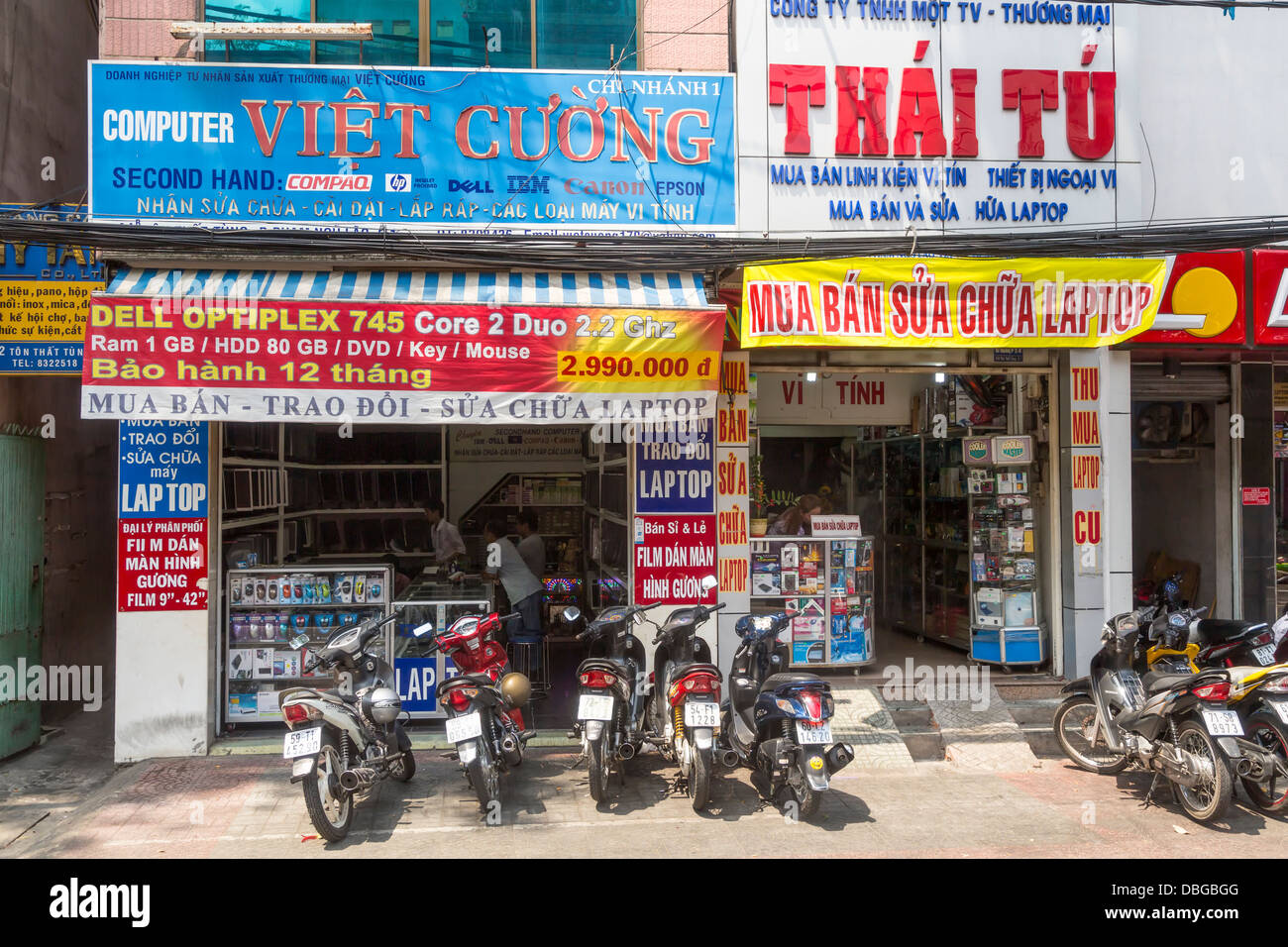 Shops in downtown Saigon, Ho Chi Minh City, Vietnam, Asia Stock Photo